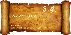 Babicz Gyula névjegykártya